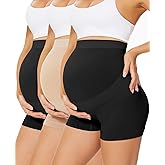 Boguish Womens Seamless Maternity Boyshort Underwear Over Bump, Pregnancy High Waisted Shapewear Panties for Support Belly