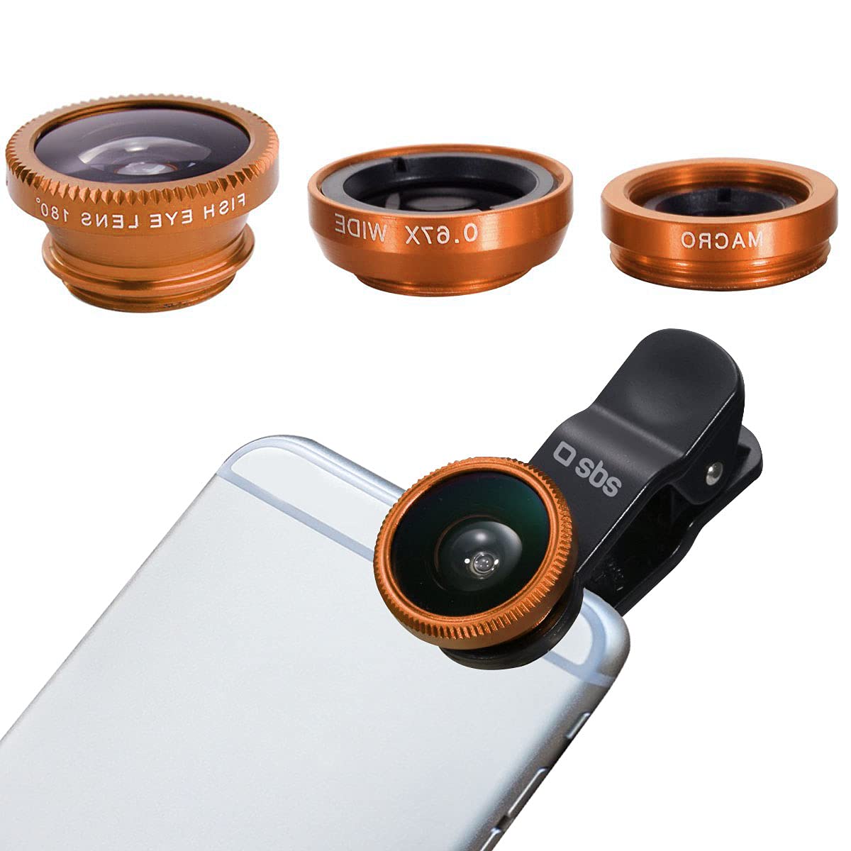 SBS Kit lenti per smartphone a clip (Fish Eye, Macro, Wide angle)