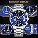 KASHIDUN Men's Watches Luxury Sports Casual Quartz Wristwatches Waterproof Chronograph Calendar Date Stainless Steel Band Black Color (C Blue)