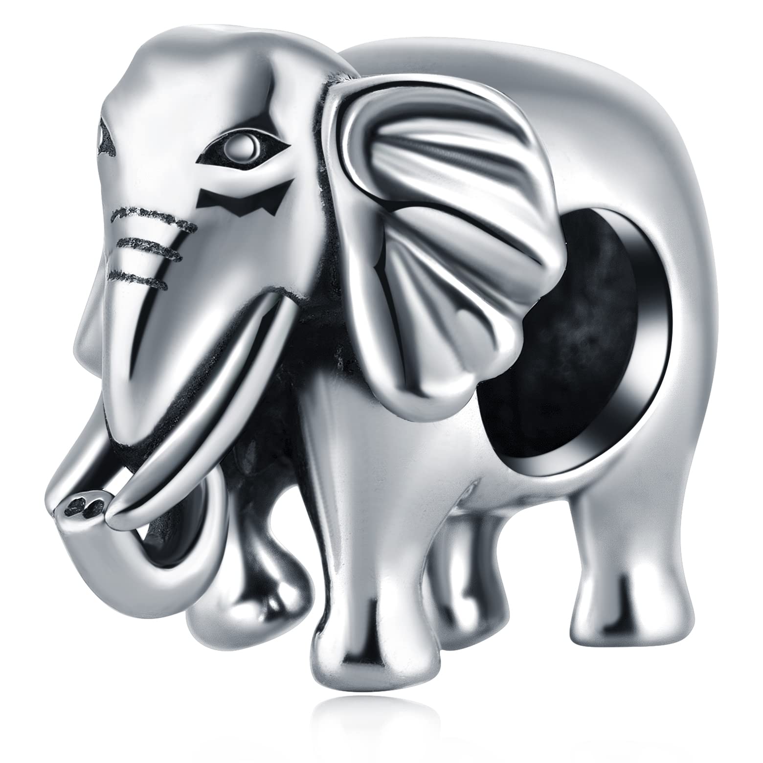 Cute Lucky Elephant Charms, Antique 925 Sterling Silver Zoo Animal Beads, Fit Pandora Mothers Day Bracelet, Good Luck Gift for Daughter/Son or Girl/Boy