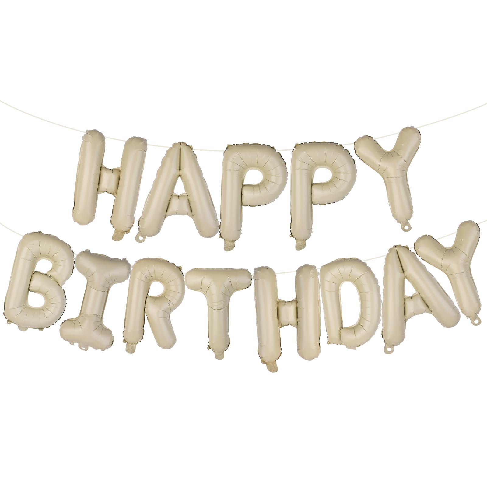Photo 1 of Beige Happy Birthday Balloons Banner 16 Inch Mylar Foil Letters