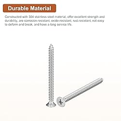DTGN 50Pcs #10x2-3/8" Flat Head Wood Screws, 304