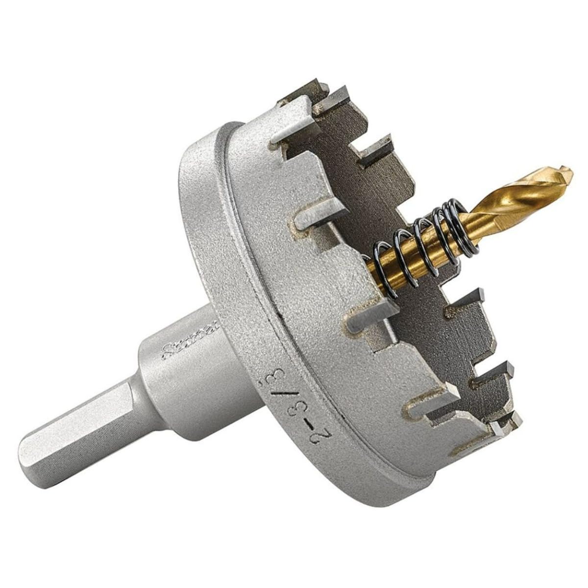 Starrett Tungsten Carbide Tipped Hole Saw - SM60 Sheet Metal Cutter With Arbor & Pilot Drill Bit - For Drilling Stainless Steel Aluminum Alloy - 60 mm