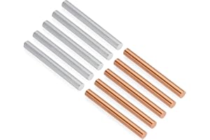 OGANAZI 10PCS Pure Copper Zinc Rod, 99.99% High Purity Solid Copper Zinc Bar, Metal Round Rod with 100 mm Length and 10 mm Diameter for Electroplating, Metal DIY Craft Project (5 Copper, 5 Zinc)