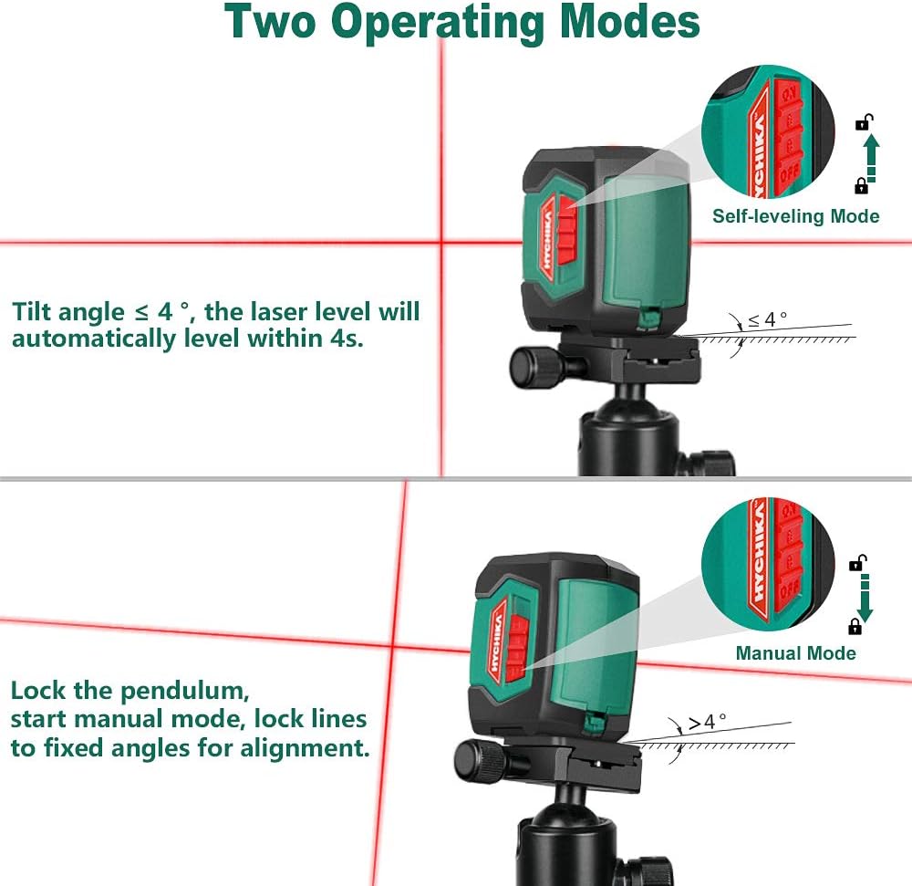 HYCHIKA Laser Level, Laser Levels Self Leveling with Double Laser Module, Laser Spirit Level with 2 Lines Horizontal/Vertical - Image 5
