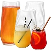 24 Pack Ribbed Origami Ripple Plastic Glasses, 12-9 Ounce Stemless Champagne Flutes & 12-12 Ounce Cups, BPA-Free Disposable Shatterproof Toasting Glasses for Weddings, Bars, and Events (Clear)