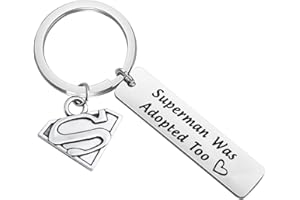 TIIMG Funny Adoption Gift Gotcha Day Gift Adopted Jewelry Superhero Keychain