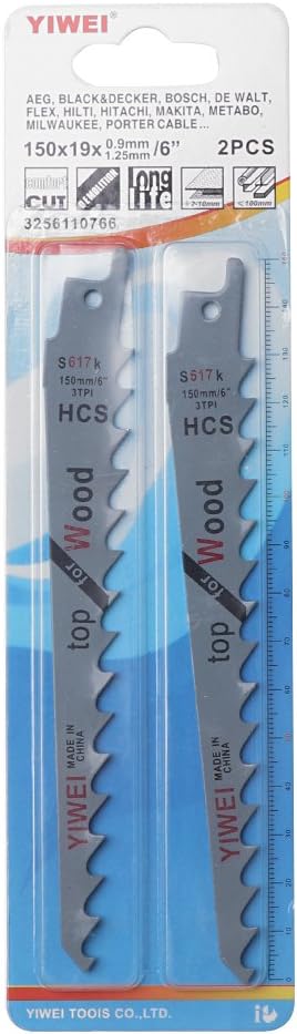 Tingze416 2Pcs 6” Blades Reciprocating Saw Sharp S617K Extra Sabre Pruning For Wood Safety Jigsaw