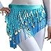 MUNAFIE Belly Dancing Belt Colorful Waist Chain Belly Dance Hip Scarf Belt Triangle Skirt (Light Blue)