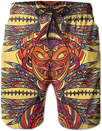 Yellow Pattern Mask Handsome Mans Beach Pants