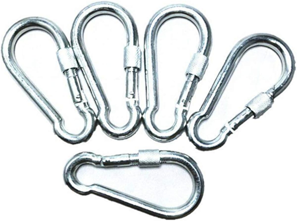 EXPERY 5PCS Stainless Steel Spring Snap Hook Locking Carabiner 304
