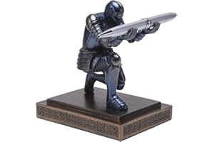 Amoysanli Knight Pen Holder Desk Organizers and Accessories Desk Decor Resin Pen Holder as Gift with a Cool Pen for Office and Home (Blue)