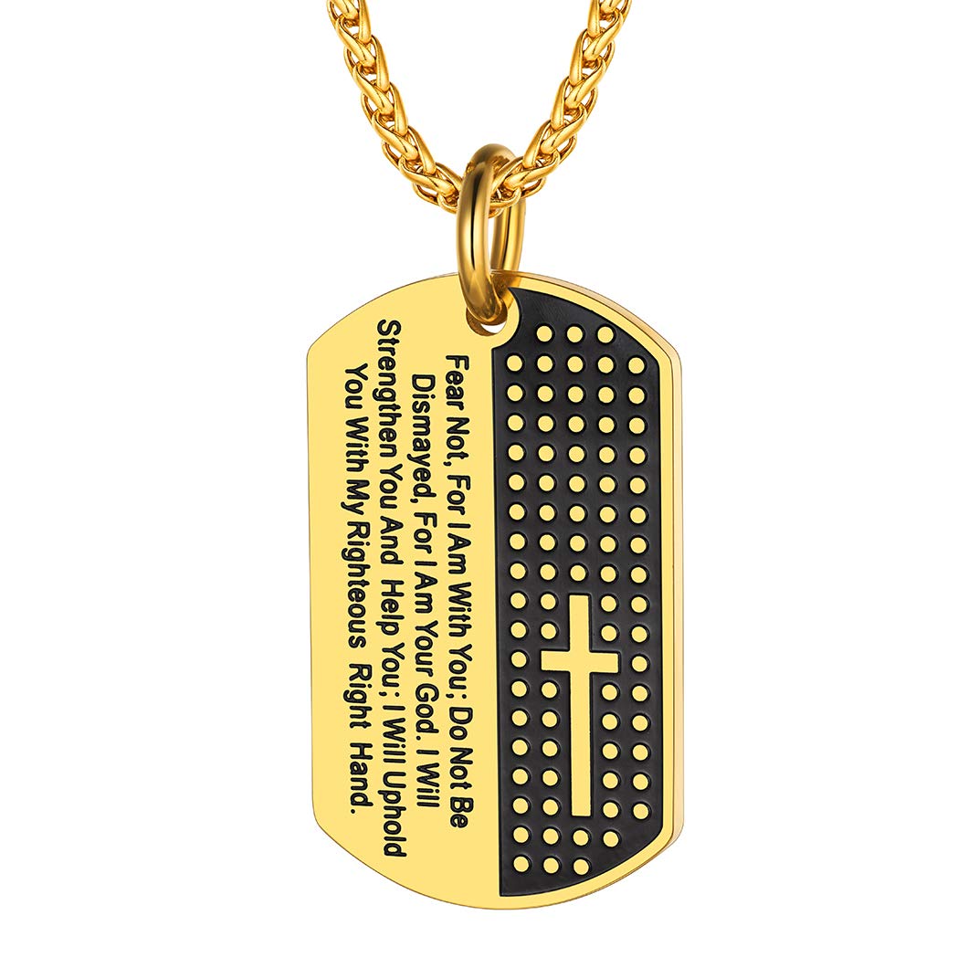 Richsteel Dogtags Gold Chains For Men Faith Necklaces Cross Pendant Mens Chain Necklace