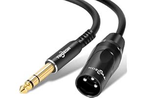 Twozoh XLR Male to 1/4 Inch Jack TRS Cable, Balanced 6.35mm Plug to 3 pin XLR Male, Quarter inch to XLR Stereo Male to Male Guitar Cable 3.3FT (Profesional/HiFi)