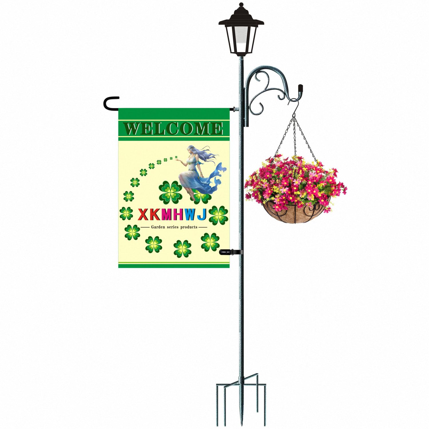 Photo 1 of ***PARTS ONLY***XKMHWJ 2 Pack 51inch Garden Flag Stand Holder Shepherds Hooks with Solar Light Garden Flag Pole Lawn Yard Flag Holder Stake for Small Mini Flag Anti-Wind Clip Outdoor Lawn Décor (Without Flag)
