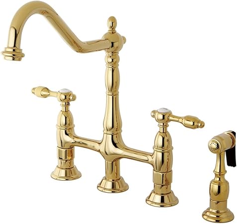 Kingston Brass Ks1272talbs Tudor 8 Inch Center Kitchen Faucet With