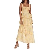 ABYOVRT Women Floral Maxi Dress Sleeveless Bow Back Tiered Boho Flowy Long Dresses Summer Fall