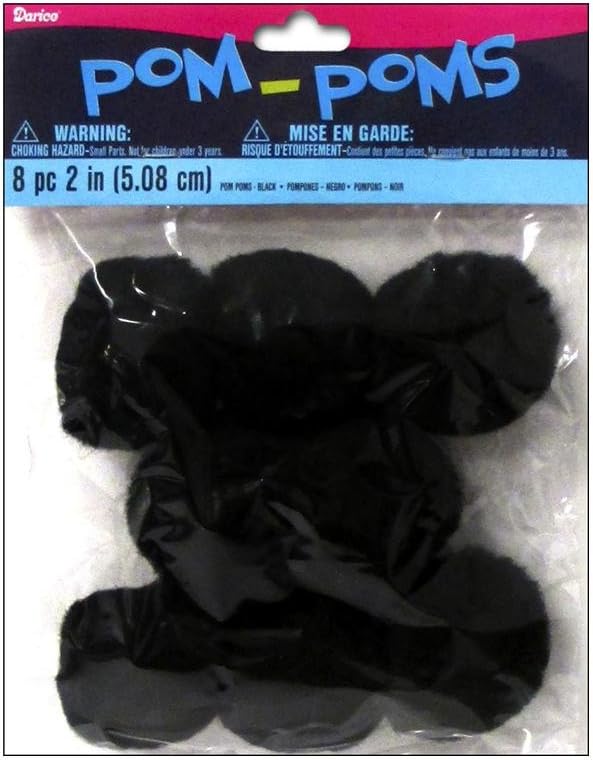 Darice POMS Acrylic Black 2IN 8PC PK: Arts, Crafts & Sewing