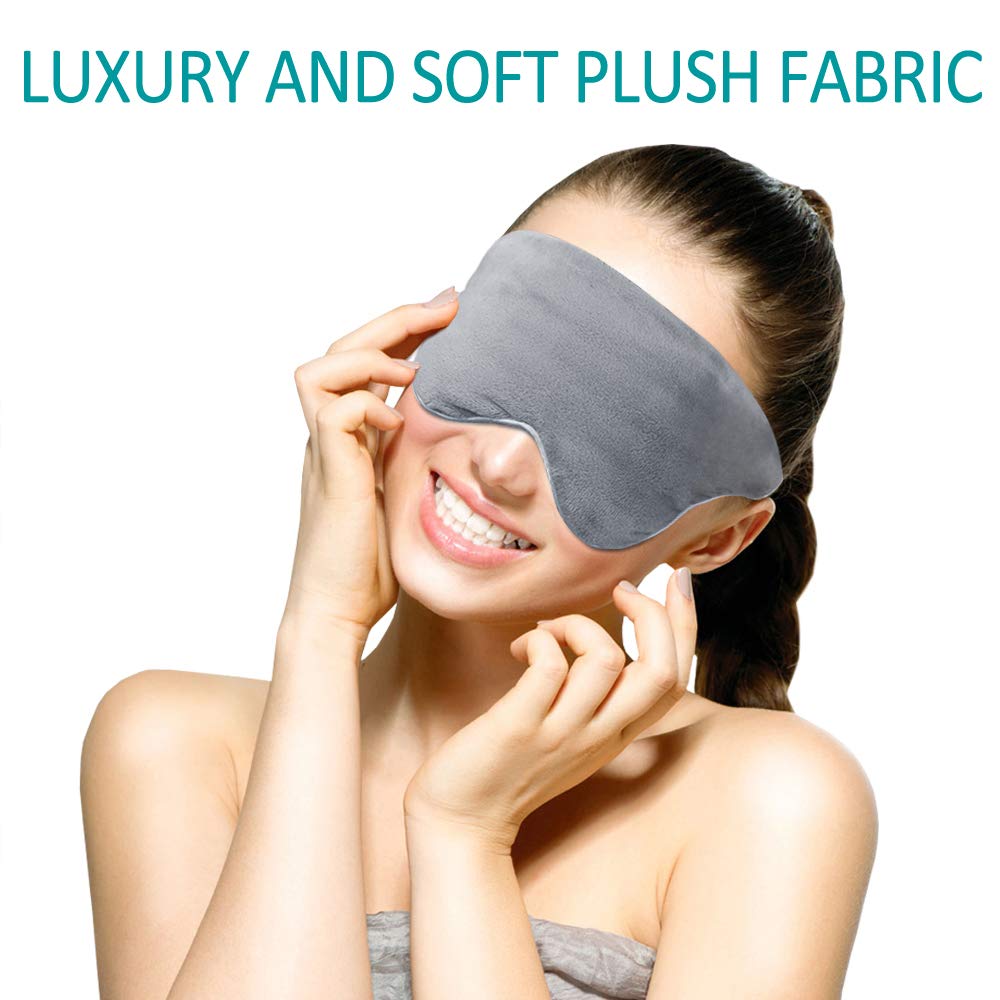 Weighted Eye Mask Pillow Adjustable Strap Blackout Eyeshade Luxury Plush Fabric Soft Breathable Cotton and Premium Glass Beads for Travel Nap