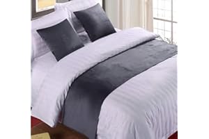 Mengersi Solid Velvet Bed Runner Scarf Protector Slipcover Bed Decorative Scarf for Bedroom Hotel Wedding Room (Full/Queen, Gray)