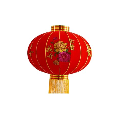 Round Big Red Lantern Flocking Cloth Outdoor New Year Chinese