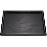 Solid Wood Serving Tray Rectangle Non-Slip Tea Coffee Snack Plate Food Meals Serving Tray with Raised Edges for Home Kitchen Restaurant(11.81x7.87x0.79, Black)