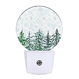 EKOBLA Winter Pine Tree Night Light White Falling