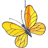 Heuvcnsr Colored Glass Butterfly Suncatcher Window Ornaments - Stained Glass Window Hanging Gift for Mom, Women, Mother's Day (Yellow)