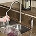 Grandview Pull Down Kitchen Faucet Gooseneck Style by Pacific Bay (Brushed Satin Nickel) – This Beautiful Upgrade Features a Side Single Lever Controls, and a Soap Dispenser