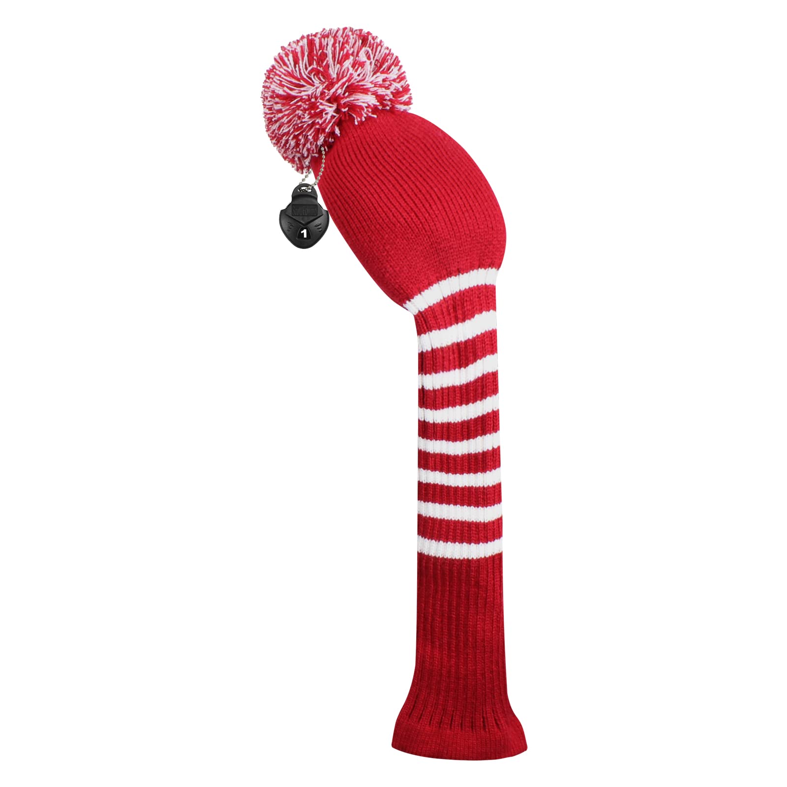 Scott Edward 1 PCS Knit Woods Golf Club Covers Fits Driver #1 with Long Neck and Rotating Number Tags(Crimson Red)