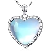 Pextrid 925 Sterling Silver Heart Moonstone/Turquoise Necklace for Women, Dainty Heart Pendant Necklace, Jewelry Gifts for Mother Wife Lover Birthday Christmas Anniversary, with 18+2inch Chain