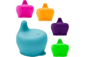 Healthy Sprouts Silicone Sippy Cup Lids - Spill Proof, Fits Any Cup, BPA-Free, Durable & Soft for Babies & Toddlers, Quick to Attach - 5 Pack Silicone Lids for Cups (Purple, Pink, Green, Orange, Teal)