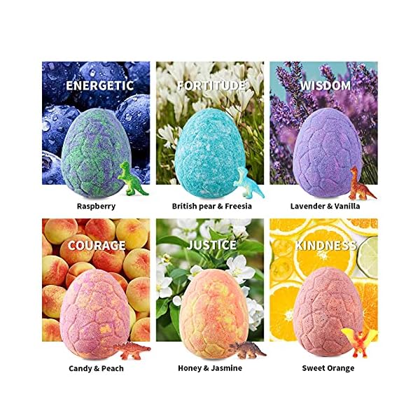 Kids-Bath-Bombs-Venares-Children-Bath-Bombs-with-Surprise-Toys-Inside-Dinosaur-Toys-Gift-Blind-Box-Handmade-Organic-Natural-Fizzy-Bath-Bombs-for-Kids Kid Bath Bombs, Venares Dinosaur Bath Bombs for Kids, 6 x 80G Handmade Organic Natural Fizzy Kids Bath Bombs with Toy…