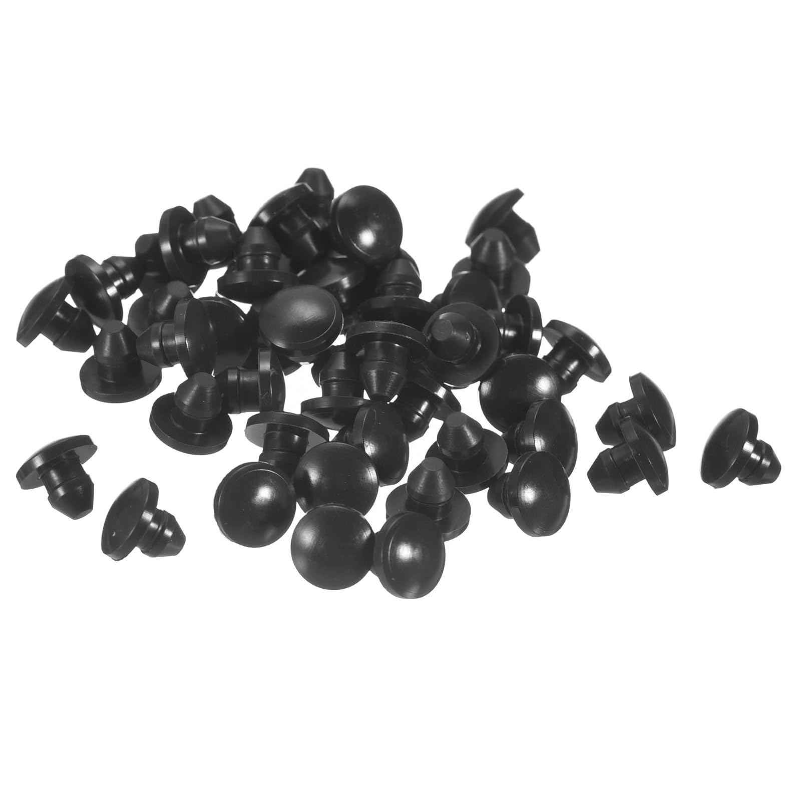 TOP-VIGOR 50Pcs Silicone Snap in Locking Hole Plugs, Rubber Panel Seal Cover Flush Type Panel Round for 3.5-4mm Hole, Hole Stoppers for Kitchen Rubber Bulkheads Waterproof Sealing Plugs, Black