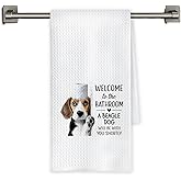Chicimln Funny Beagle Dog Bathroom Hand Towels, Beagle Gifts for Women Men, Dogs Lover Mom Dad Gifts Decorative Hand Towels for Bathroom Washroom Restroom Toilet, 16x24 Inch