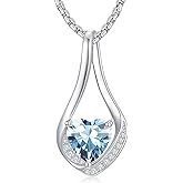 Zoeniya Birthstone Necklaces for Women,18k Yellow/White Gold Plated Forever Love Heart Infinity Pendant Necklace Anniversary Jewelry Christmas Birthday Gifts for Wife Girlfriend Daughter