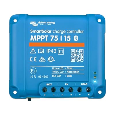 Victron Energy SmartSolar MPPT Solar Charge Controller (Bluetooth) - Charge Controllers for Solar Panels - 75V, 15 amp, 12/24-Volt