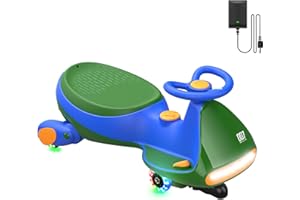 FanttikRide N7 Pro Electric Wiggle Car with Pedal, Rechargeable Battery, CyberWiggle, 2 in 1 Swing Car, 2 Speeds Max 4 Mph, Anti-Rollover, Flashing Wheels, Bluetooth, for Ages 3 and Up, 150 Lbs, Green