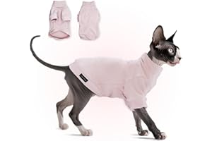 JL WARMPAWS Fleece Sphynx Cat Clothes Soft Hairless Cat Clothes Pullover Cat Sweater for Chihuahua All Season Light and Warm Kitten Cloth for Cats Only Puppy Clothes Small Dog Sweater (Pink, S)