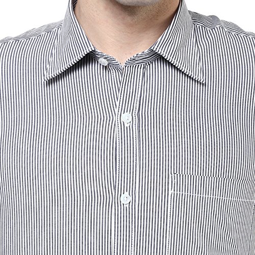 american crew men's cotton stripes shirt with pocket (white & black)