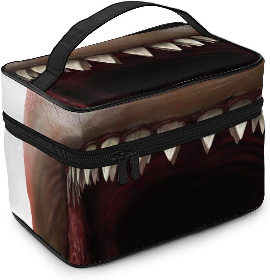 Women's Cosmetic Bags Strike Teeth Shark Biting Wildlife Bite Megalodon High Capacity Men's Storage Bag Wash Bag for Travel Outdoor