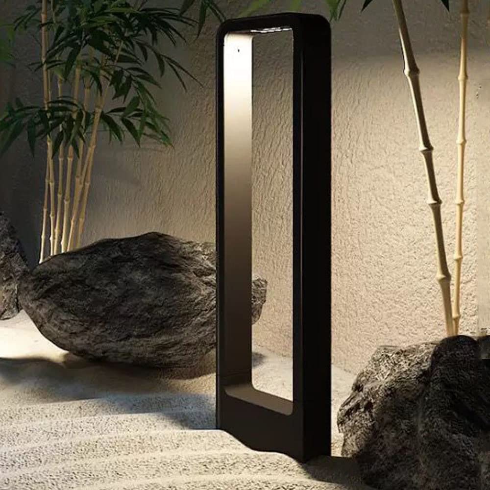 Outdoor Landscape Garden Bollard Lights, 9W LED Warm Light Waterproof Pathway Floor Lighting Aluminum Outside Black Metal Fixture Landscaping Lights for Yard, Walkway IP65 Mains Powered(3000k-67cm)