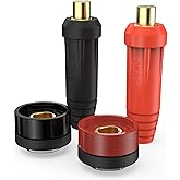 YESWELDER Welding Cable Panel Connector, Plug and Socket Set DKJ35-50 and | Four-Piece Red and Black Plug-and-Socket Set, Quick 160-315A Cable Connections