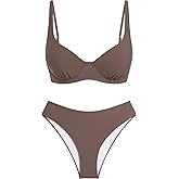 ZAFUL Womens Gingham Bikini Sets High Waisted Underwire Swimsuits Full Coverage Two Piece Swimwear Plaid Bathing Suits