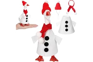 Abbylike Winter Mini Desk Goose Outfit 7 Inch Magnetic Silly Goose Statue Snowman Costume for Winter Christmas Holiday Magnetic Duck Statue Desk Keyholder Decor