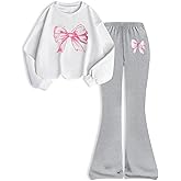 HSOXLQF Kid Girls Clothes 2 Piece Outfit Butterfly Sweatshirt & Flare Leg Pants Fall Winter for Girl Cute Set