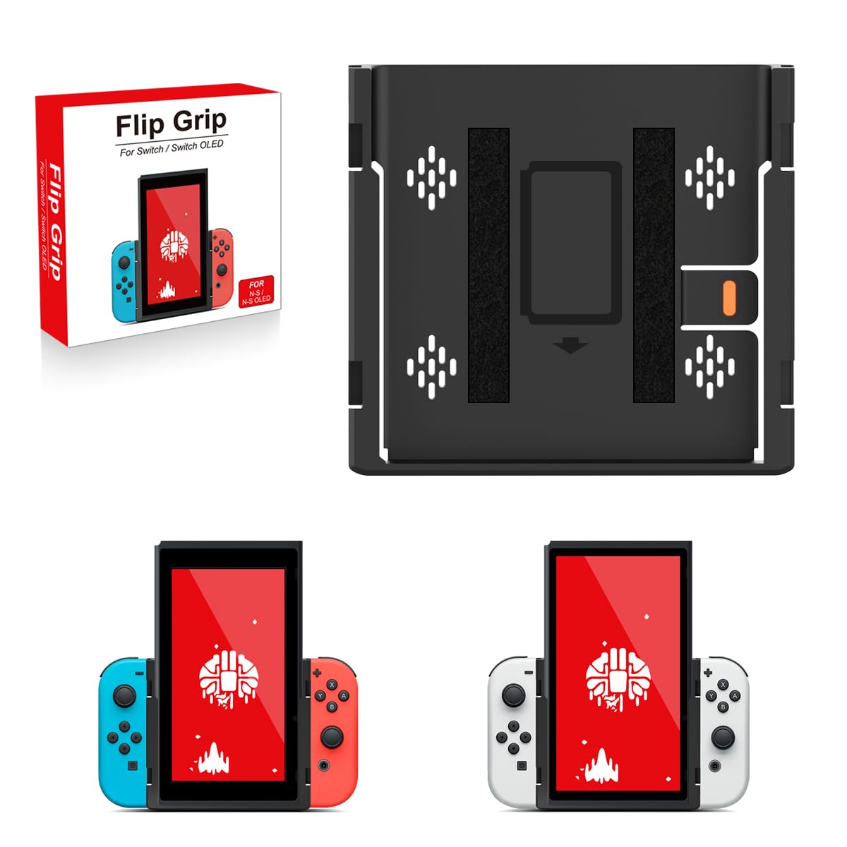 KKOZESST Switch Flip Grip for Nintendo Switch OLED, Switch Portrait Mode Flip Grip Handheld Vertical Mode Orientation Works with Joy-con Grips Stand