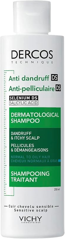 Shampoo Anticaspa, Cabelos Oleosos, Elimina a Caspa e Reduz a Coceira, Couro Cabeludo Limpo e Saudável, Dupla Eficácia, Unissex, Técnica Dercos, 200 ml