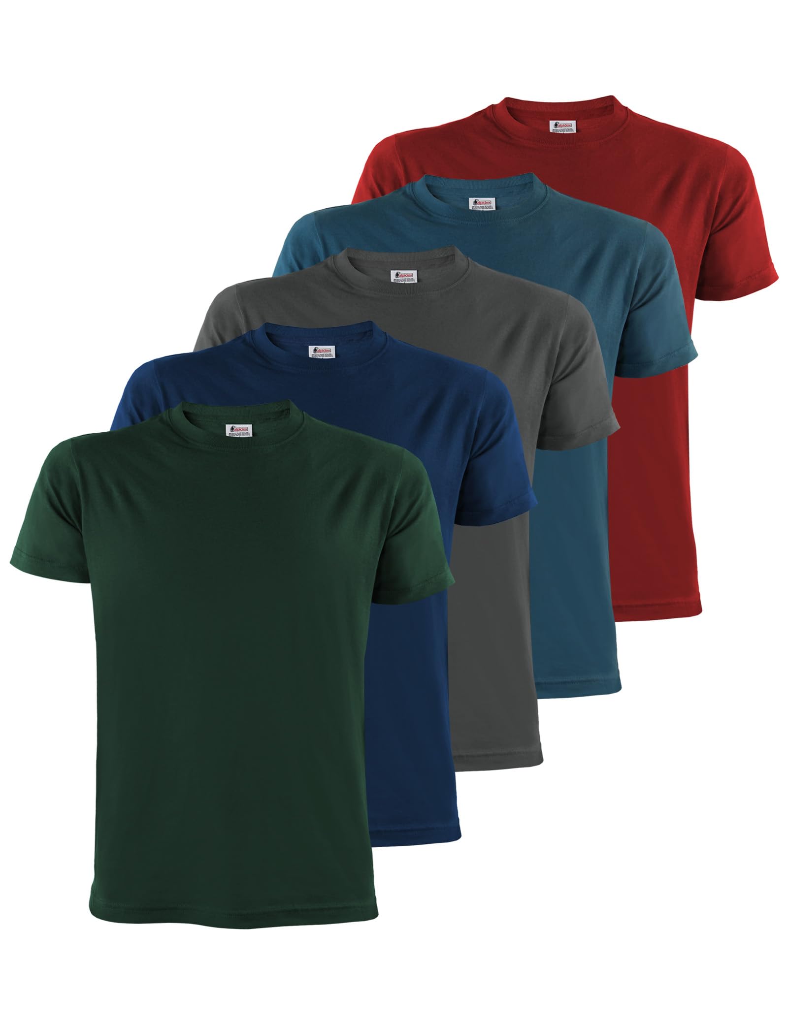 ALPIDEX Herren T-Shirts 5er Set Basic Rundhals 100% Baumwolle Earth M