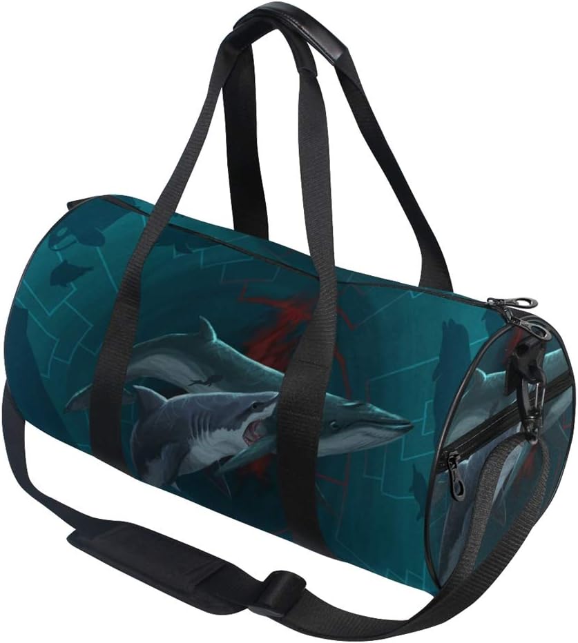 Bohomonos Sports Gym Duffel Bag,The Whale Is Being Attacked By A Shark,Travel Weekender Luggage Garment Bag With Shoulder Strap For Men And Women